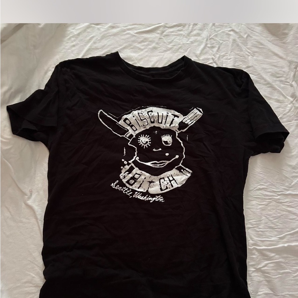 Black Graphic T-Shirt with White Print